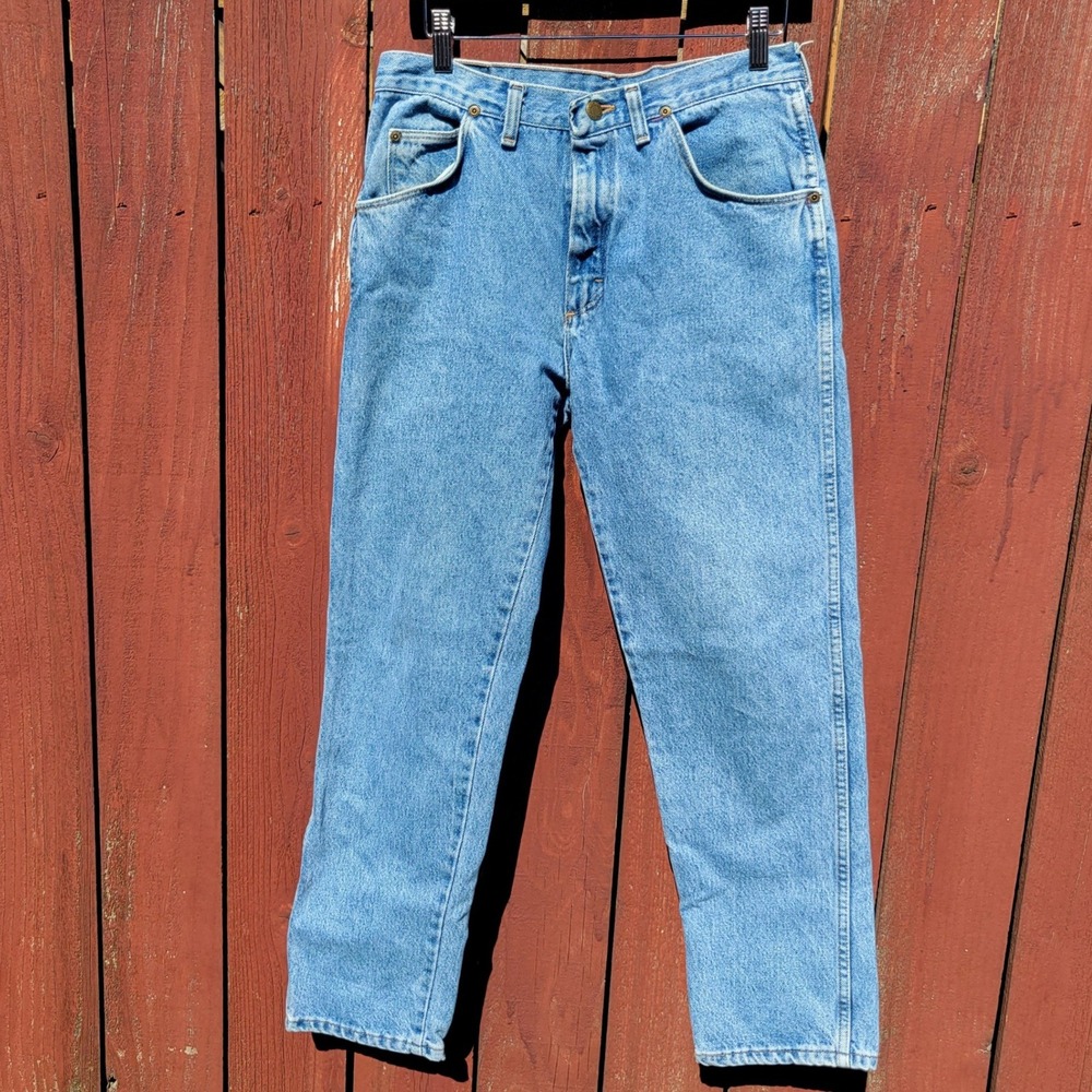 VTG Wrangler Premium Relaxed Fit Jeans 30x28 Light Wash Straight Leg Made in USA